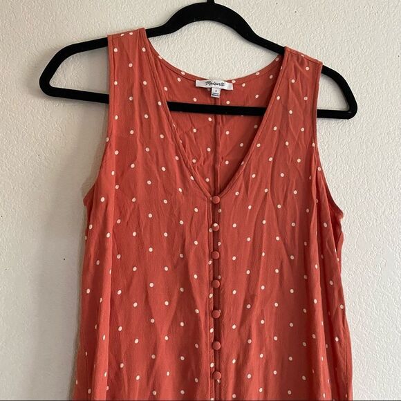 Madewell Mini Orange and White Polka Dot Tank Dress - Picture 12 of 14